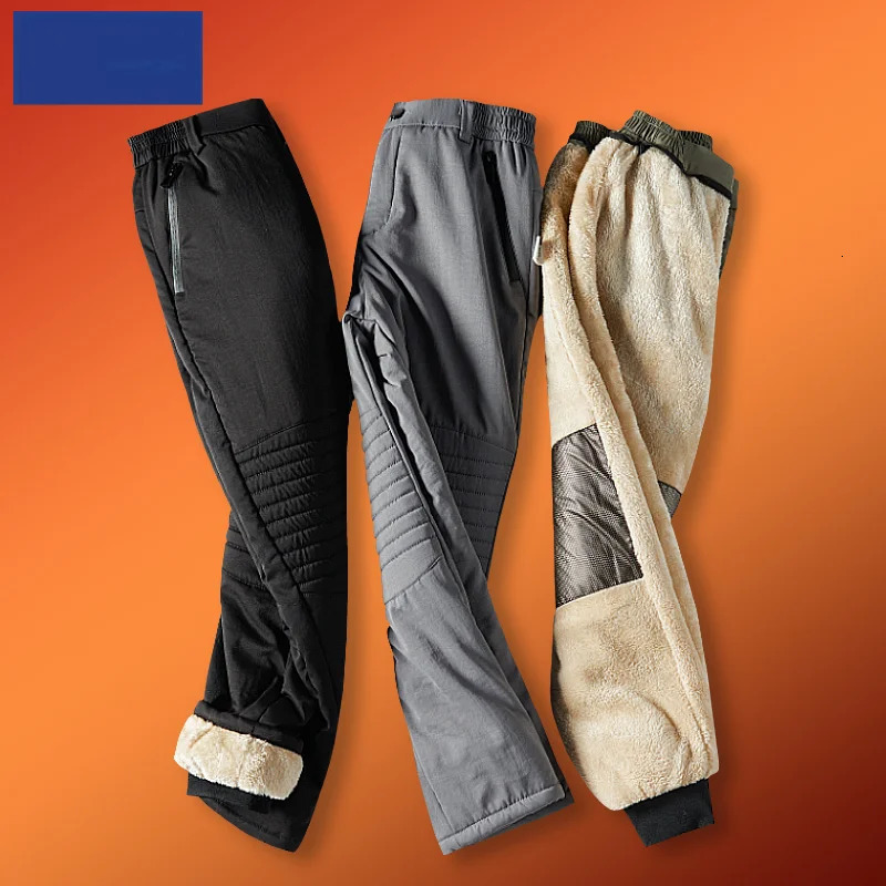 Winter Fashion Plus Fleece Thickened Warm Waterproof Sports Pants Mens Casual Loose Large Size High Quality 6XL 241112