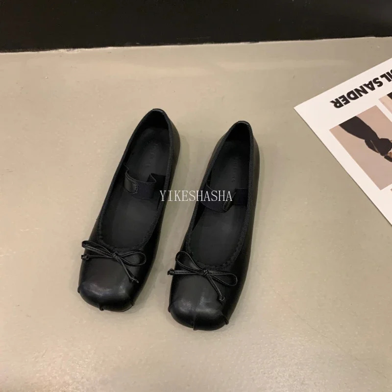 2024 Spring/Summer Flat Shoes Womens Shoes Retro Satin Mary Simple Shoes Ballet Flat Shoes Womens Zapatos Mujer Yikeshasha 241111
