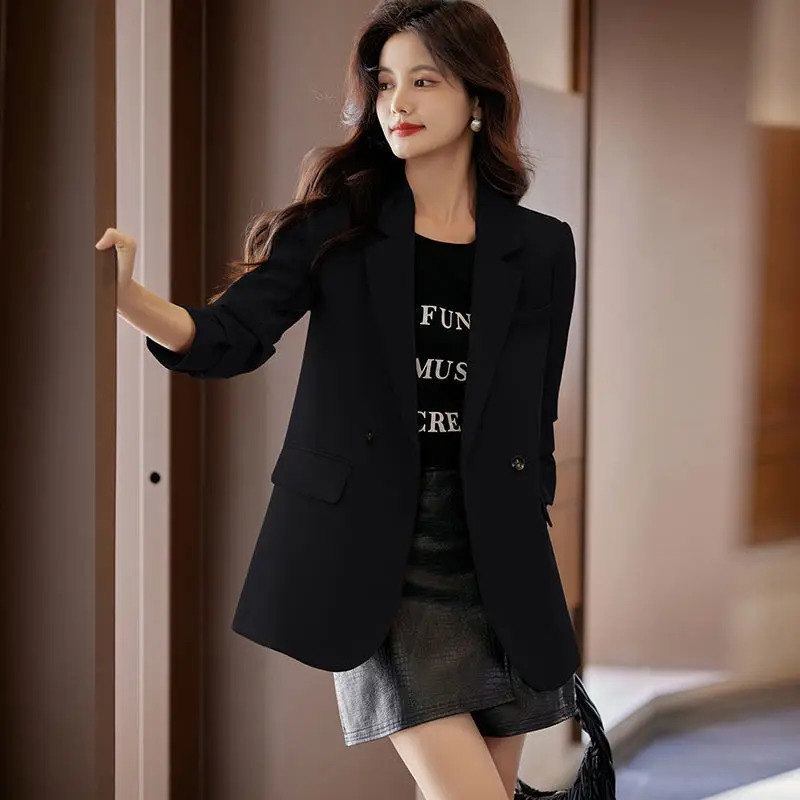 Suit jacket womens clothing jacket spring autumn coat Korean fashion long sleeved custom button solid coat 241111