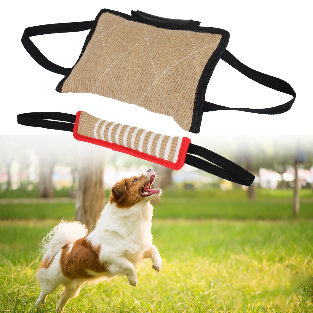 Dog Bite Stick Dog Training Chewing Pet Toy Dog Training Pillow Bite Tug Durable With 2 Rope Handles