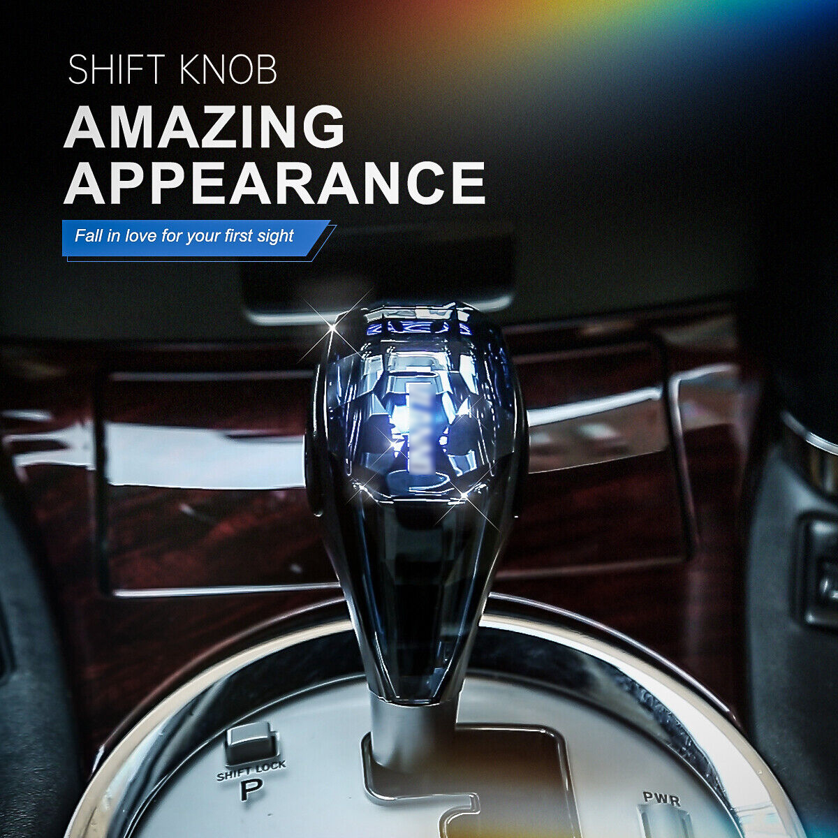 Crystal Cut Series Car Gear Shift Knob Touch Activated Multi-Color LED Light for Most Toyota Lexus Hyundai Mitsubishi Mazda 73cb7