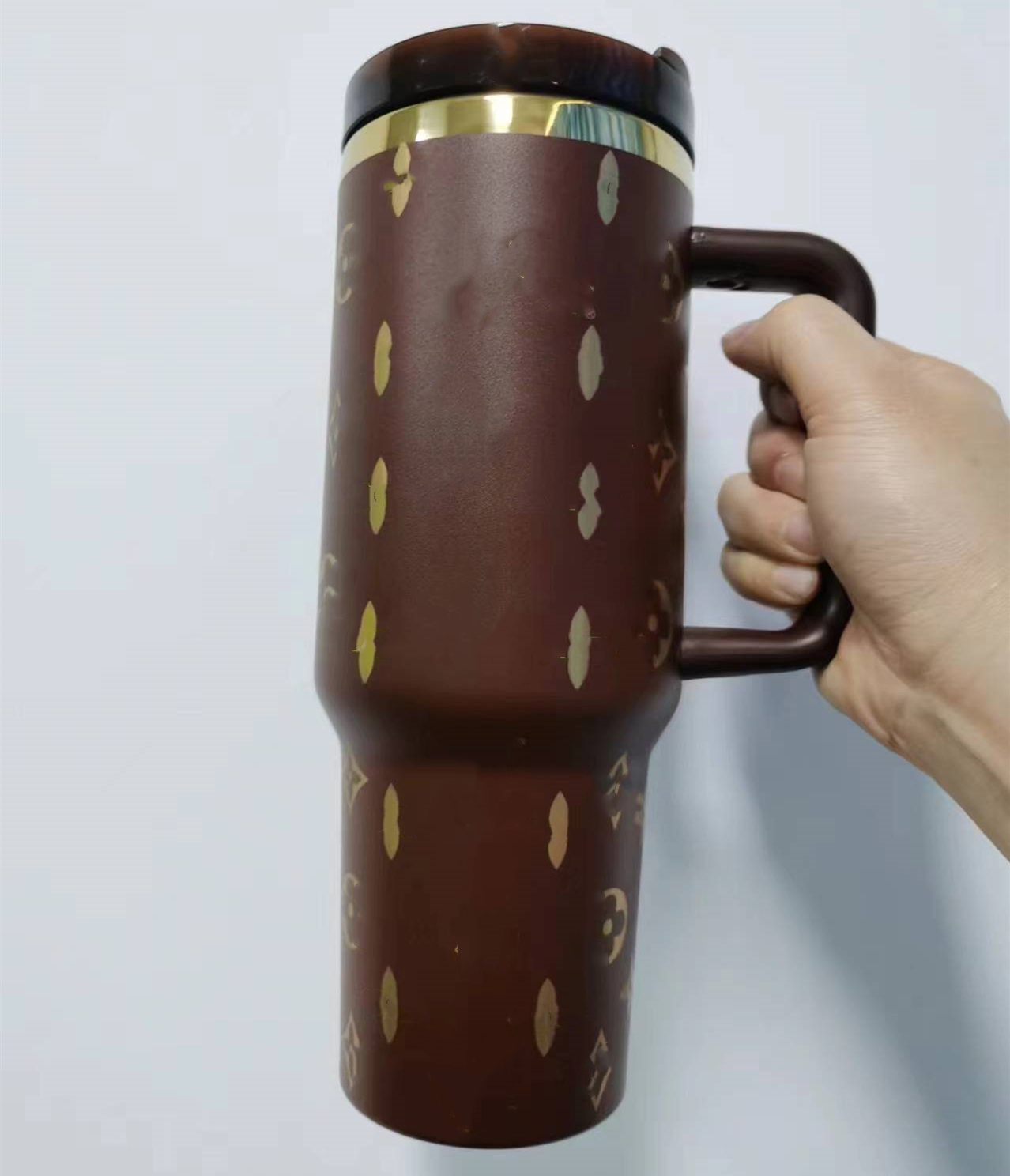 Designer 40oz Mugs Tumbler With Handle Classic Old Flower Insulated Tumblers Lids Straw Stainless Steel Coffee Termos Cup With logo