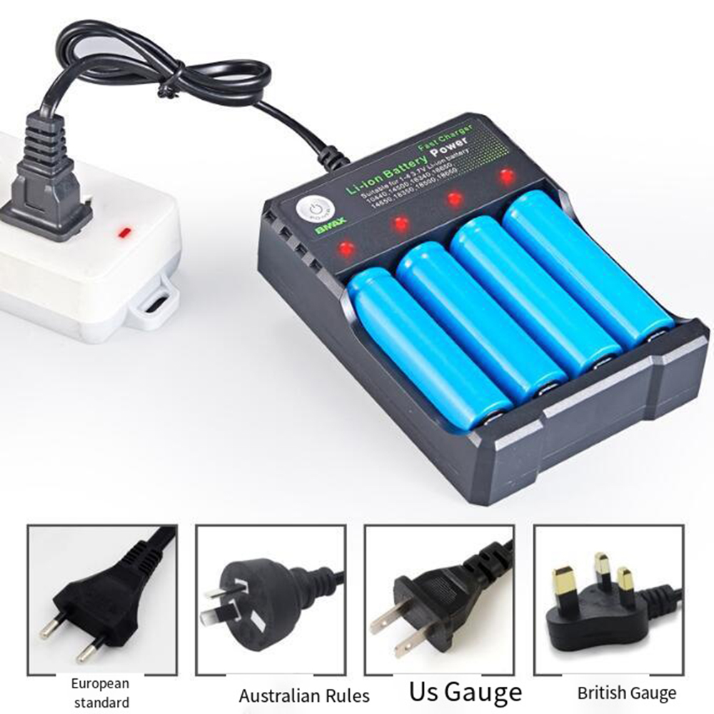 Authentic Bmax Battery Charger 4 BAY Slots Lithium Smart US EU Plug Charger for IMR 18350 18650 26650 21700 Universal Li-ion Rechargeable Batteries Ch