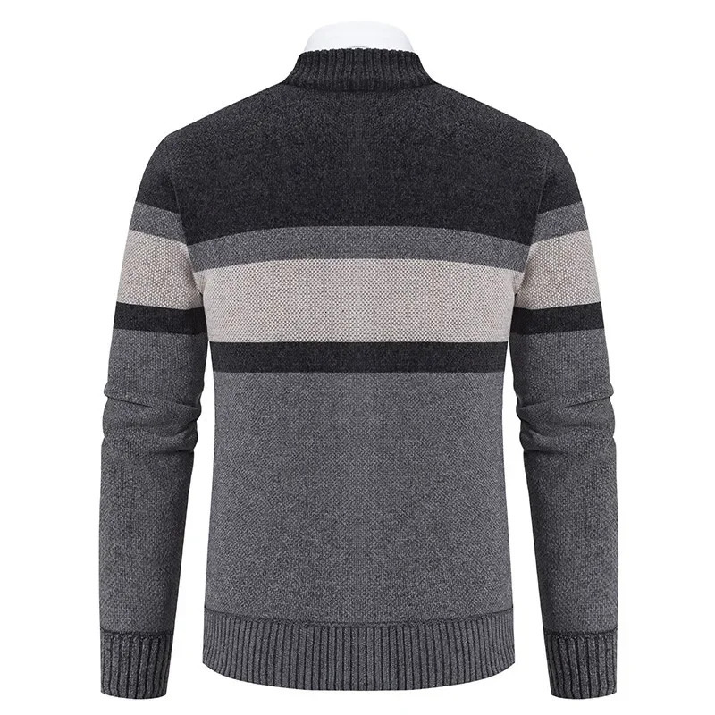 CASUMANL Elegant Golf Clothing Mens Sweater Jacket Knitted Slimming Zipper Warm Stripe Jacket Mens er Clothing 241112