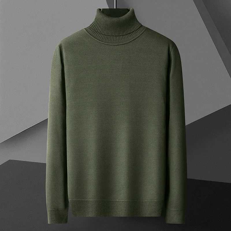 Mens casual slim fit basic top long sleeved knitted streetwear lightweight turtle neck pullover sweater solid color mens sweater W2411111