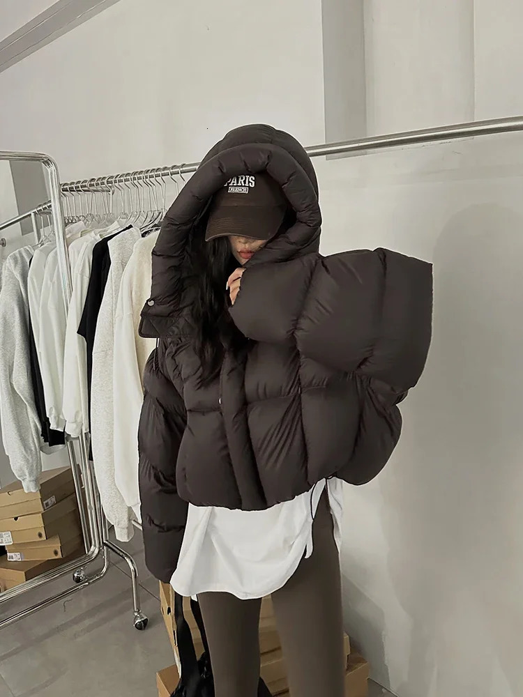 Womens short down jacket fog light down cover warm bread jacket fluffy jacket American winter fashion 241112