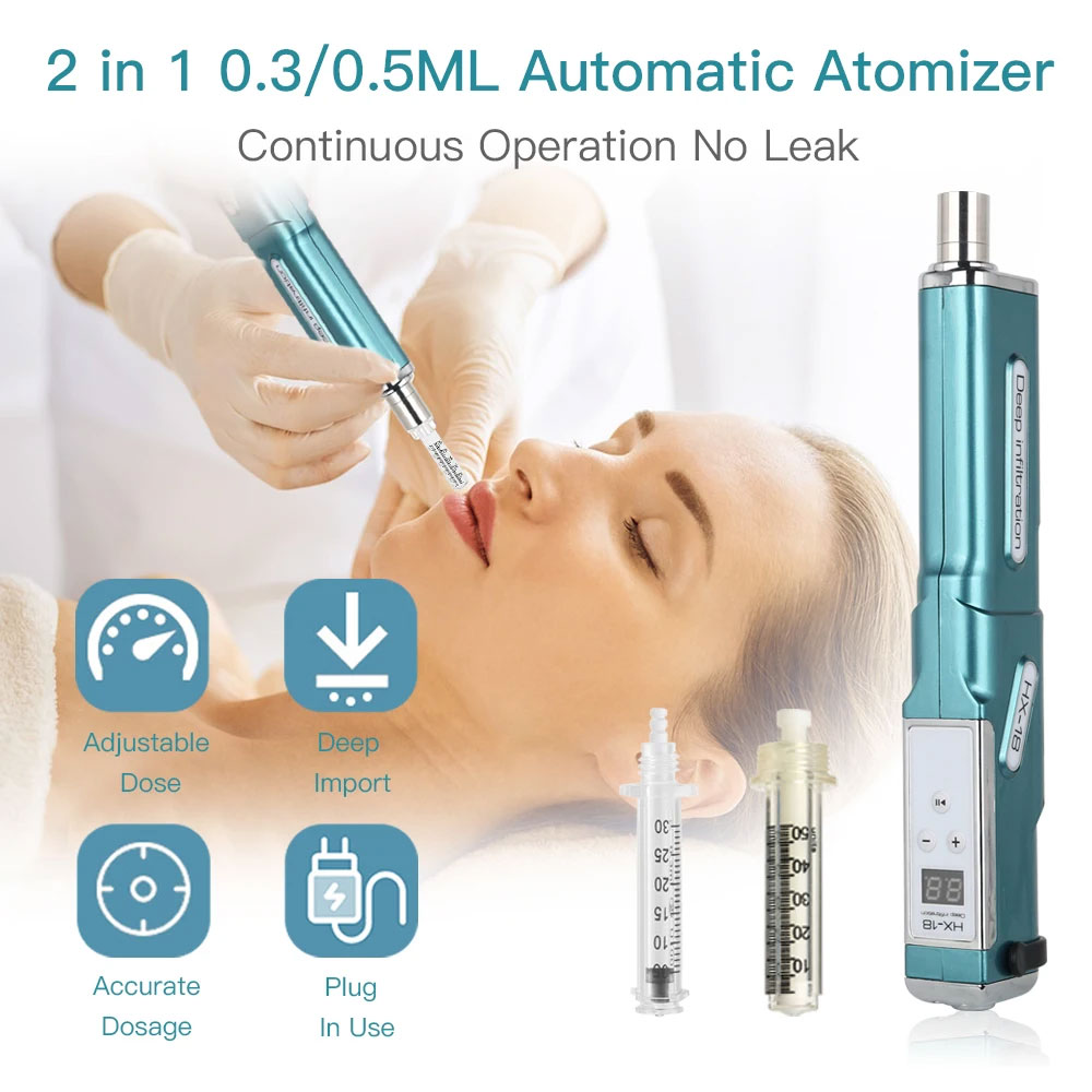 2in1 Auto Electric Hyaluron Pen 0.3ml 0.5ml Ampoule Head Adaper Tips Beauty Device