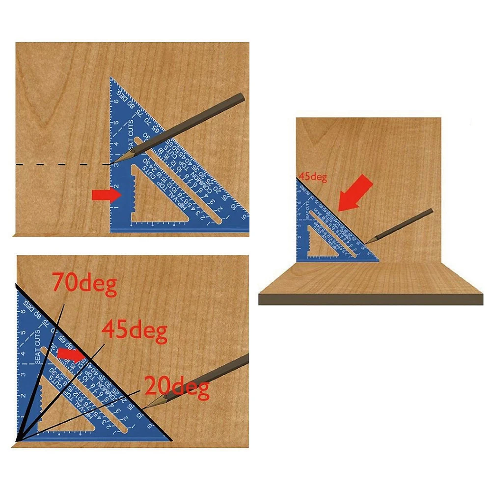 7Inch Metric Aluminum Alloy Triangle Ruler Triangle Ruler Triangular Protractor Square Measurement Woodworking Tools