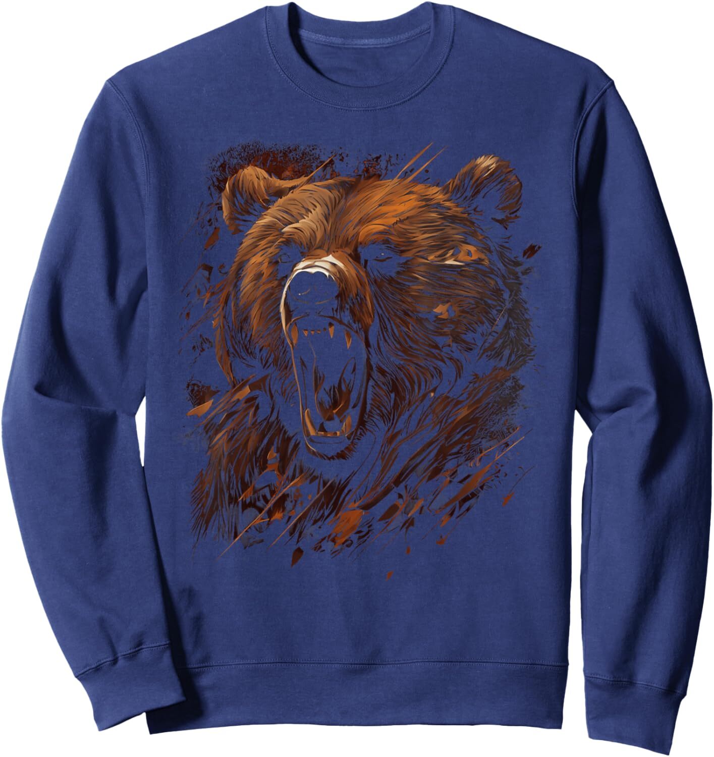 Long Sleeve Shirts for Men sweatshirt Grizzly Bear Growl Animal Graphic for Men Women Boys Girls Sweatshirt T shirt Tee Streetwear Casual tops clothes