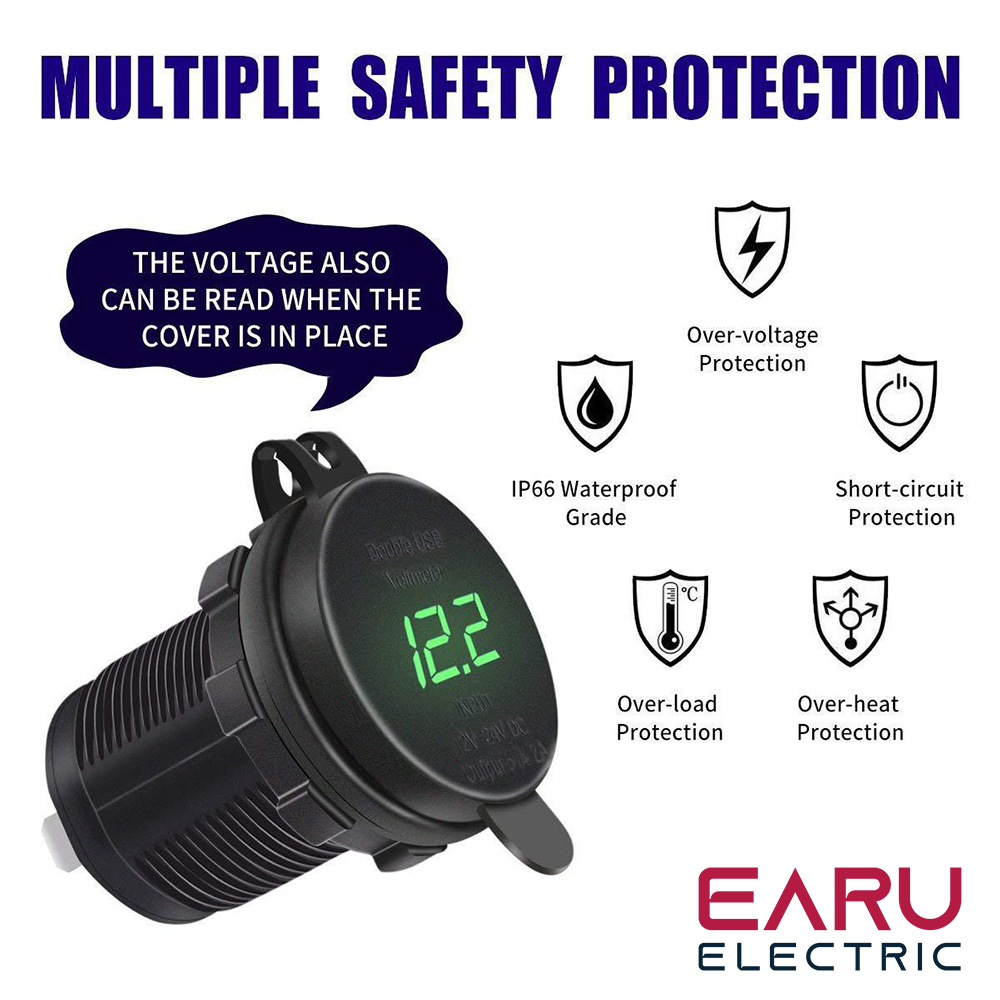 4.2A Charger Socket Power Outlet Adapter 5V Waterproof Dual USB Ports Fast Charge for Smartphone Car Boat Marine D5