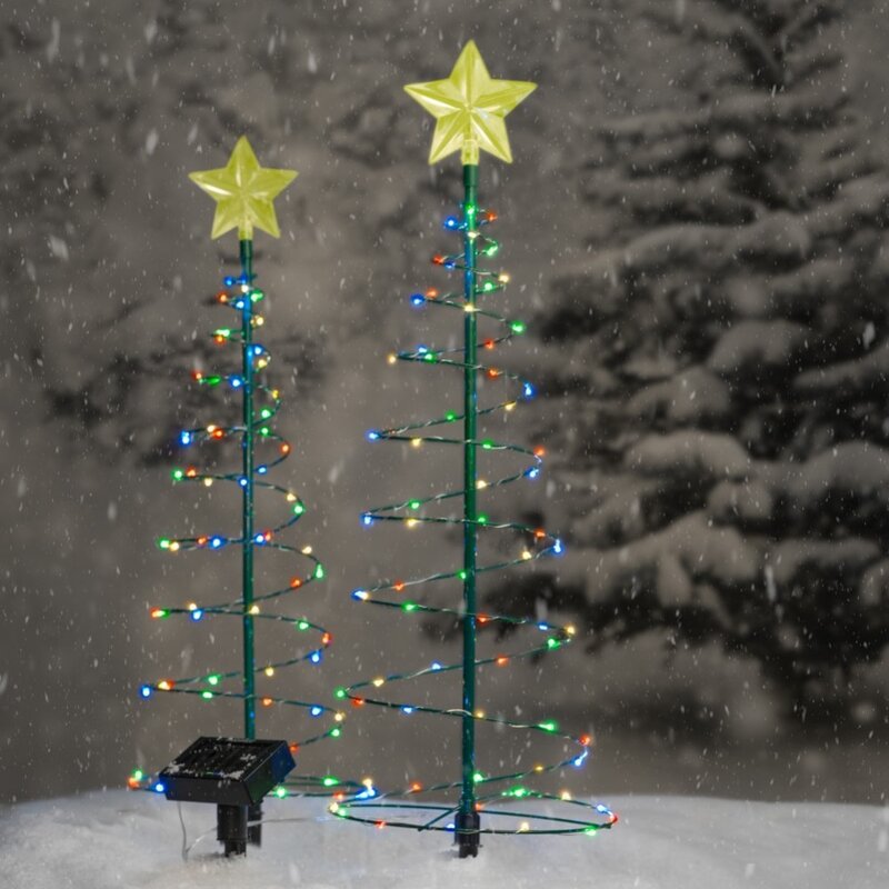 Solar Outdoor Garden Christmas Tree Light Stand Garden LED Ground Lamp String Saterproof IP65 Star Lantern Decorative Light e855f