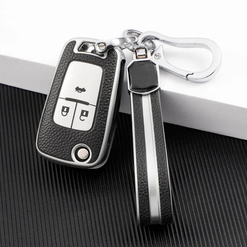 Leather Car Folding Key Case Cover for Chevrolet Cruze Aveo Trax Sail Malibu Captiva Opel Vauxhall Astra J Corsa Insignia Mokka