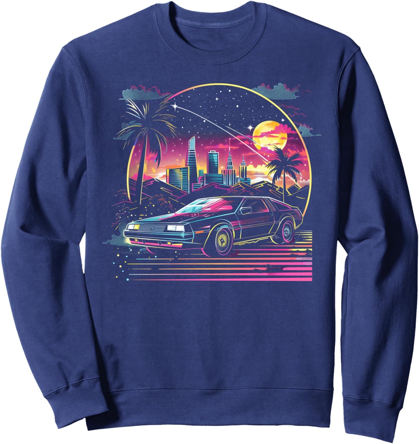 Long Sleeve Shirts for Men sweatshirt Retro Sunset Synthwave 80s Nostalgia Vaporwave Synth Pop Sweatshirt T shirt Tee Streetwear Casual tops clothes