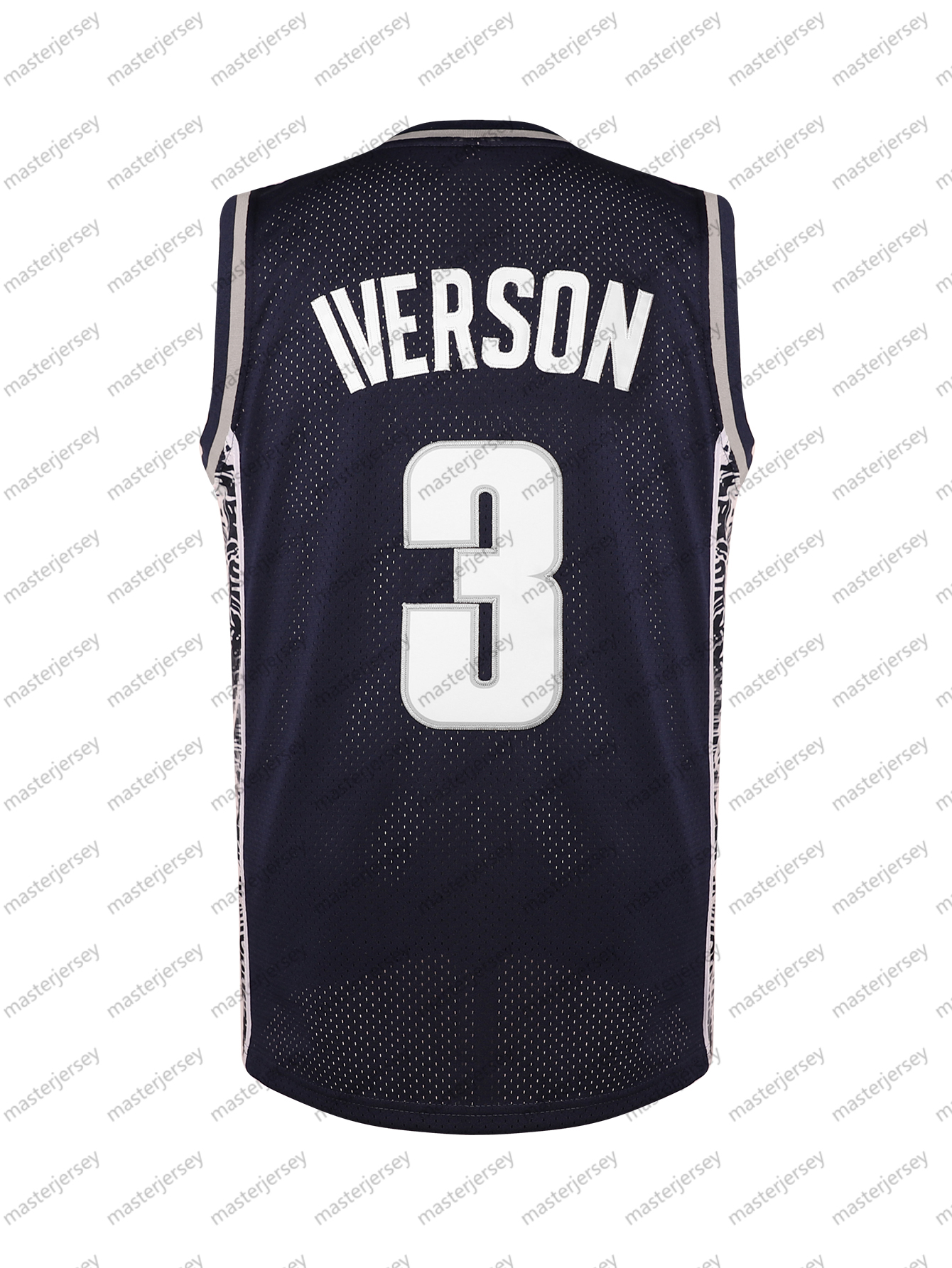 #3 IVERSON Men's Basketball Jersey Sweatshirt - Embroidered Movie Mesh Letters & Numbers, Crew Neck Sleeveless Training Vest, Loose Fit Athletic 
