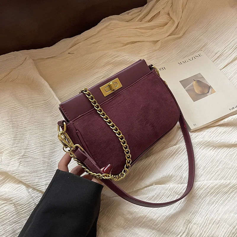 WomenS Bag Retro Suede Versatile Crossbody Single Shoulder Armpit Pouch Hand Bags 241111