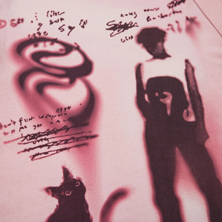 Mens retro long sleeved T-shirt cartoon pattern hip-hop oversized T-shirt unisex casual loose T-shirt top street Y2K T-shirt 241112