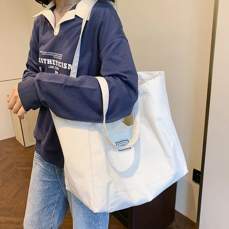 Autumn Womens Bag Korean Ins Large Capacity Handbag Canvas Communicating Simple Literary Shoulder Back 241111