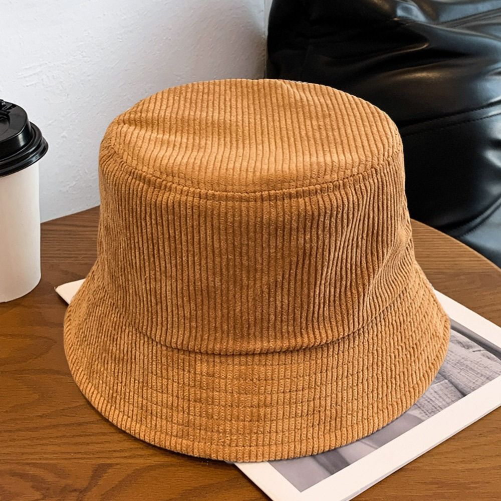 Corduroy Bucket Hat Outdoor Plush Warm Fisherman Cap Soft Casual Sun Cap Men Women e5218