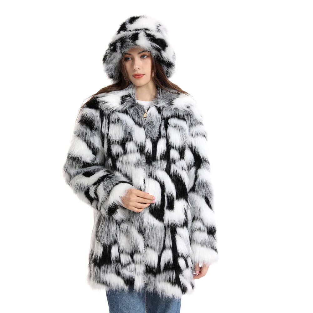 shanshi fur coat women New mid length jacket floral plush casual seven color faux fur women's clothing