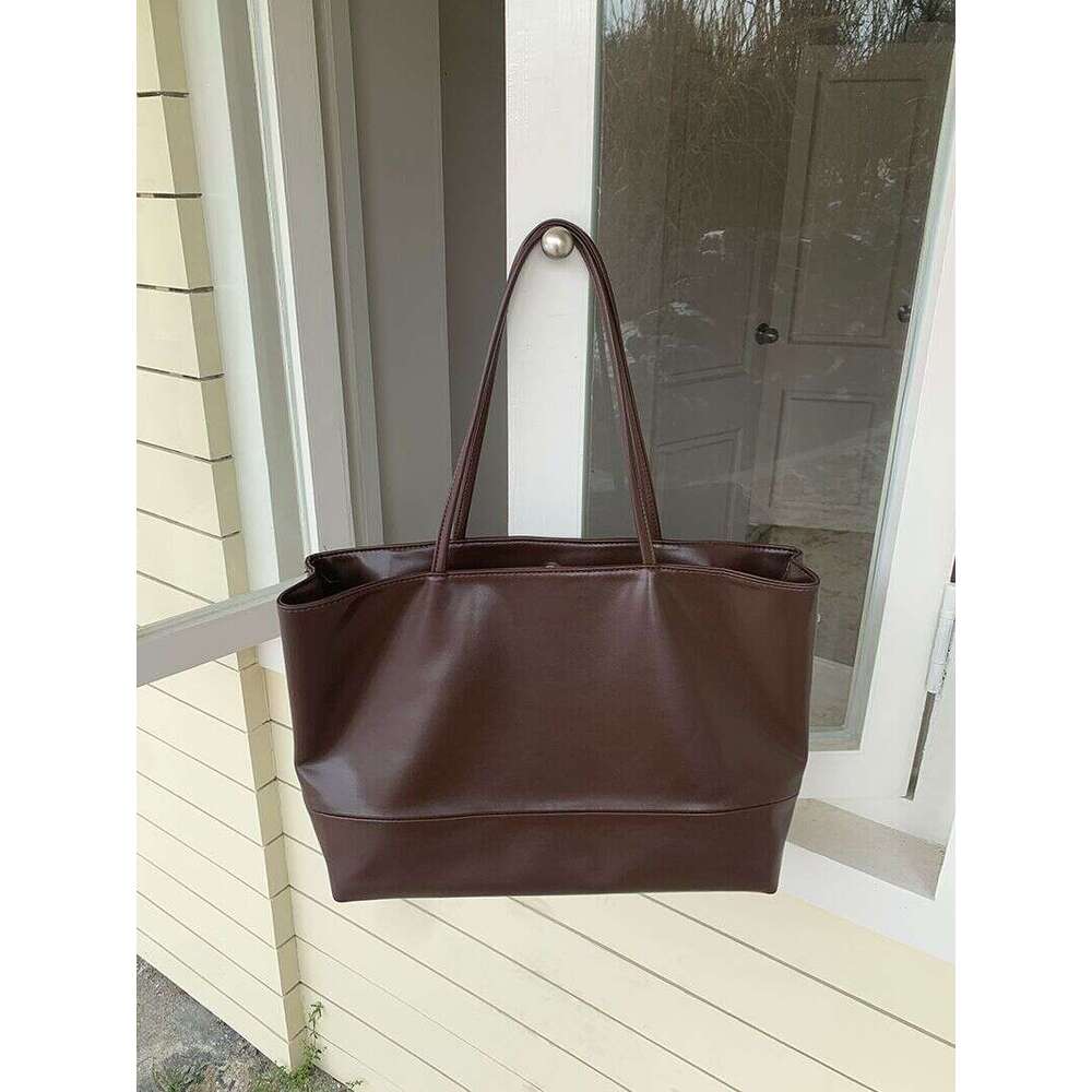 Korean Version Autumn Winter New Item Simple Soft Leather Texture Large Capacity Commuting Casual Women's Shoulder And Armpit Tote Bag