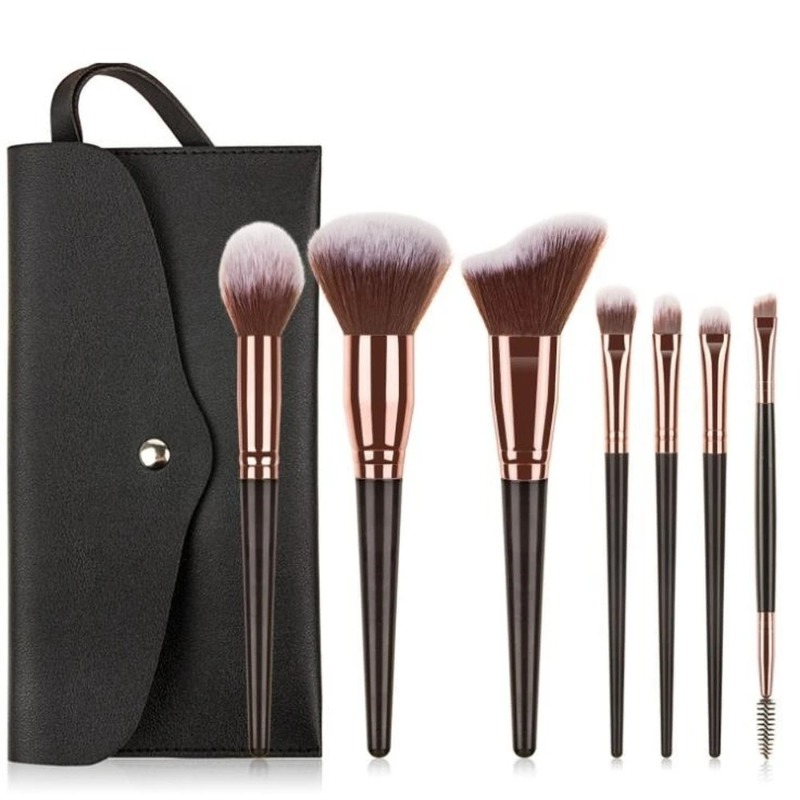 2024 7pcs Professional Makeup Brushes Set Bag Foundation Eyelash Eyebrow Eyeshadow Cosmetic Make Up Tool makeup brush set bag z250527X8IN