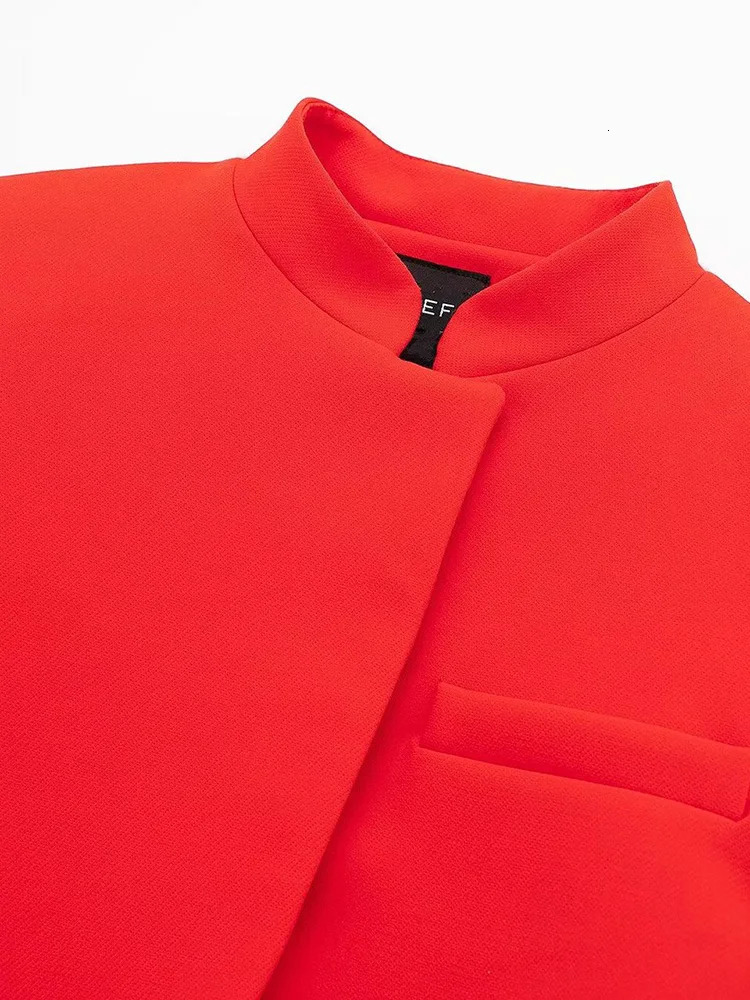 OIINAA Womens Red Jacket Long Sleeve Pocket Office Womens Short Sleeve Jacket Cover Button Autumn Winter Jacket Coat 241111