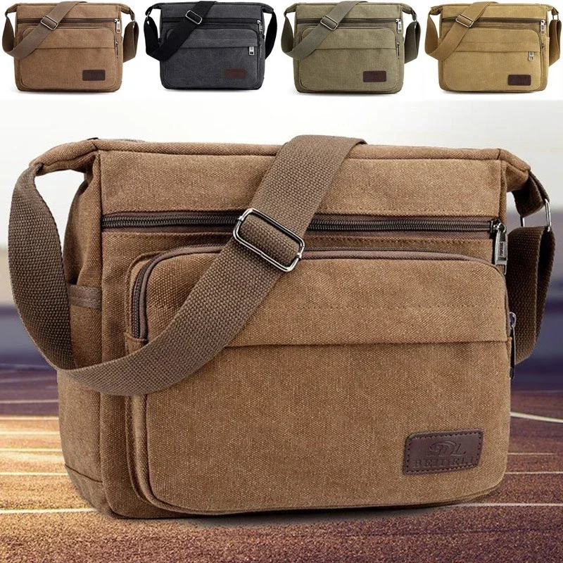 Fashion Men Canvas Crossbody Shoulder Messenger Bags Man Cross Body Bag Casual Multi Function Portable Male 241111