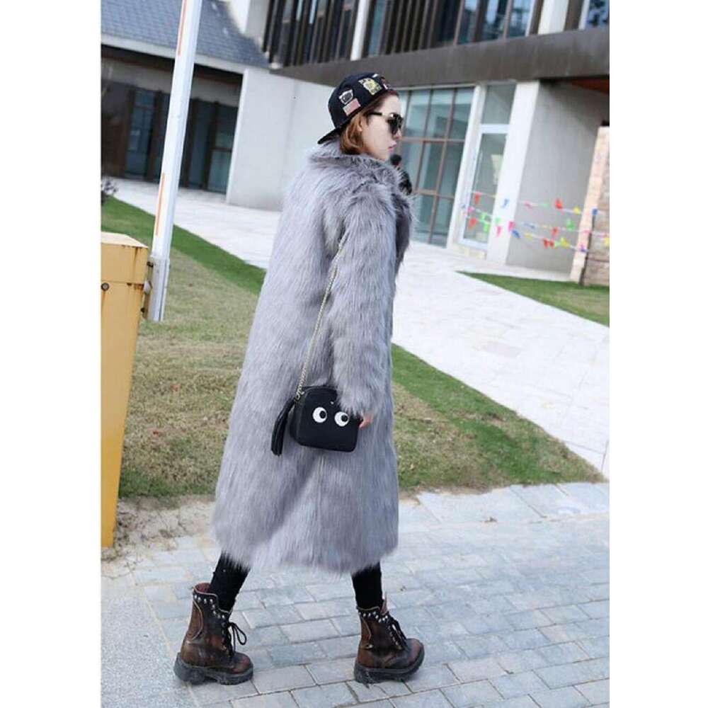 shanshi fur coat women Autumn and winter faux women's long synthetic coat fox fur