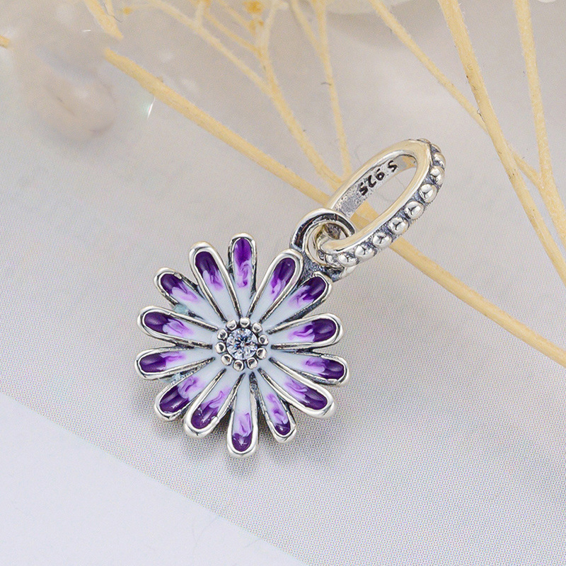 NEW Snowflake Circle Purple Glow-in-the-dark Firefly Dangle Charm Beads Fit Pendant Charms Silver 925 Original Jewerly Bracelet