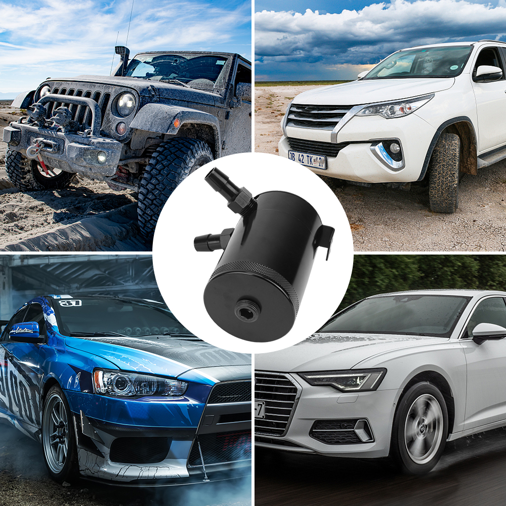 Aluminum Universal Compact Baffled 2-Port Oil Catch Can Fuel Tank