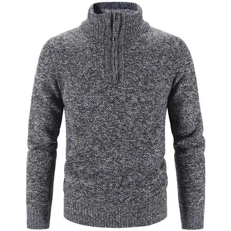 Mens Turtleneck Knitted Pullover Sweater 2024 Autumn Winter Wool Thick Half Zipper Solid Casual Slimming Mens Wool Sweater W2411111