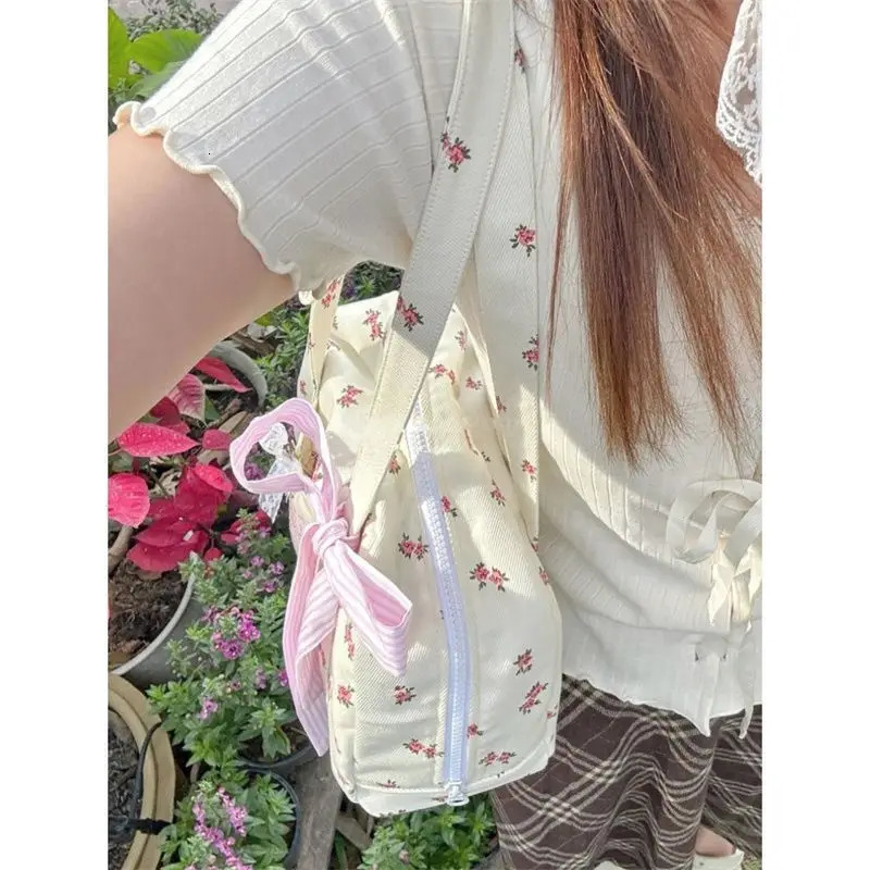 Miyagawa Fashion Floral Spring Niche Large Capacity Casual Shoulder Bag Japanese Sweet Shoulder Bag 241111