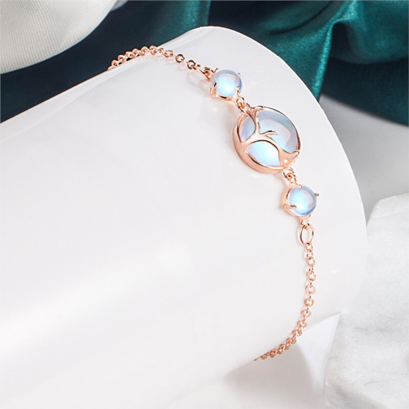 Moonstone Antler Stud Earrings Necklace Bracelet Jewelry Sets for Women Engagement Party Jewelry