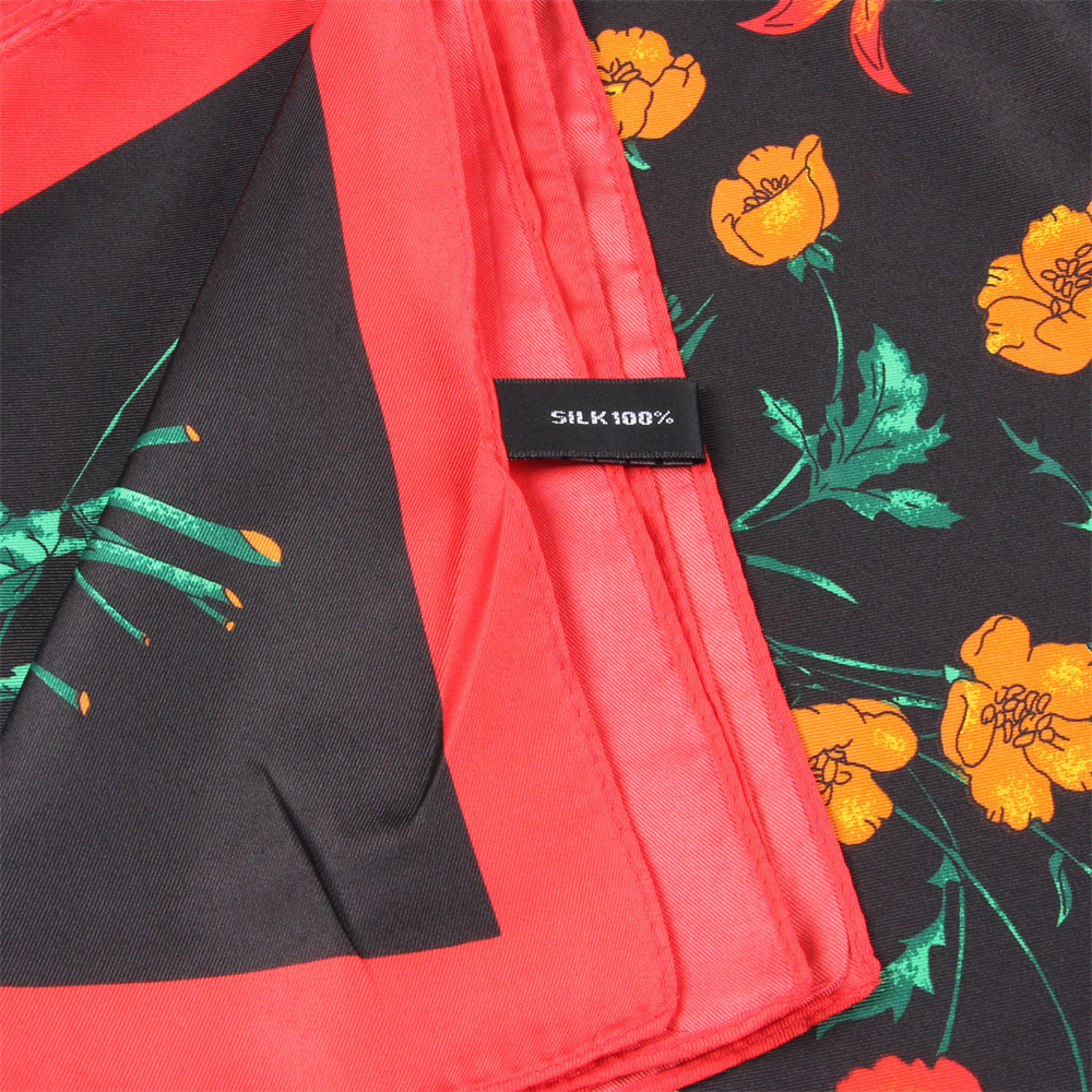 POBING Silk Scarf Women Large Shawls Flowers Print Stoles Square Bandana Kerchief Hijab Scarf Female Foulards 130CM f9955