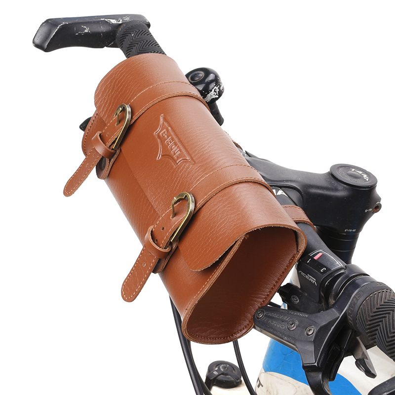 Bag, PU Leather Classic Retro Bike Rack Bag Storage Tool For Bicycle Scooter Head Folding Handlebar Saddle