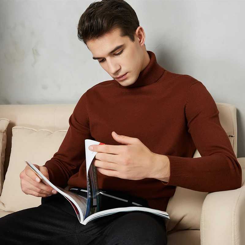 8-color Turtleneck mens sweater for autumn and winter 2020 new thick and slim fit solid color Pullover white mens brand red and blue W2411111