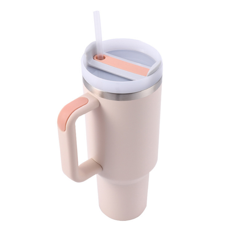 40oz Large Capacity Tumblers Cups With Handle Insulated Car Cup Lids and Straws Stainless Steel Coffee Termos Silicone Handle Customized LOGO Ya948