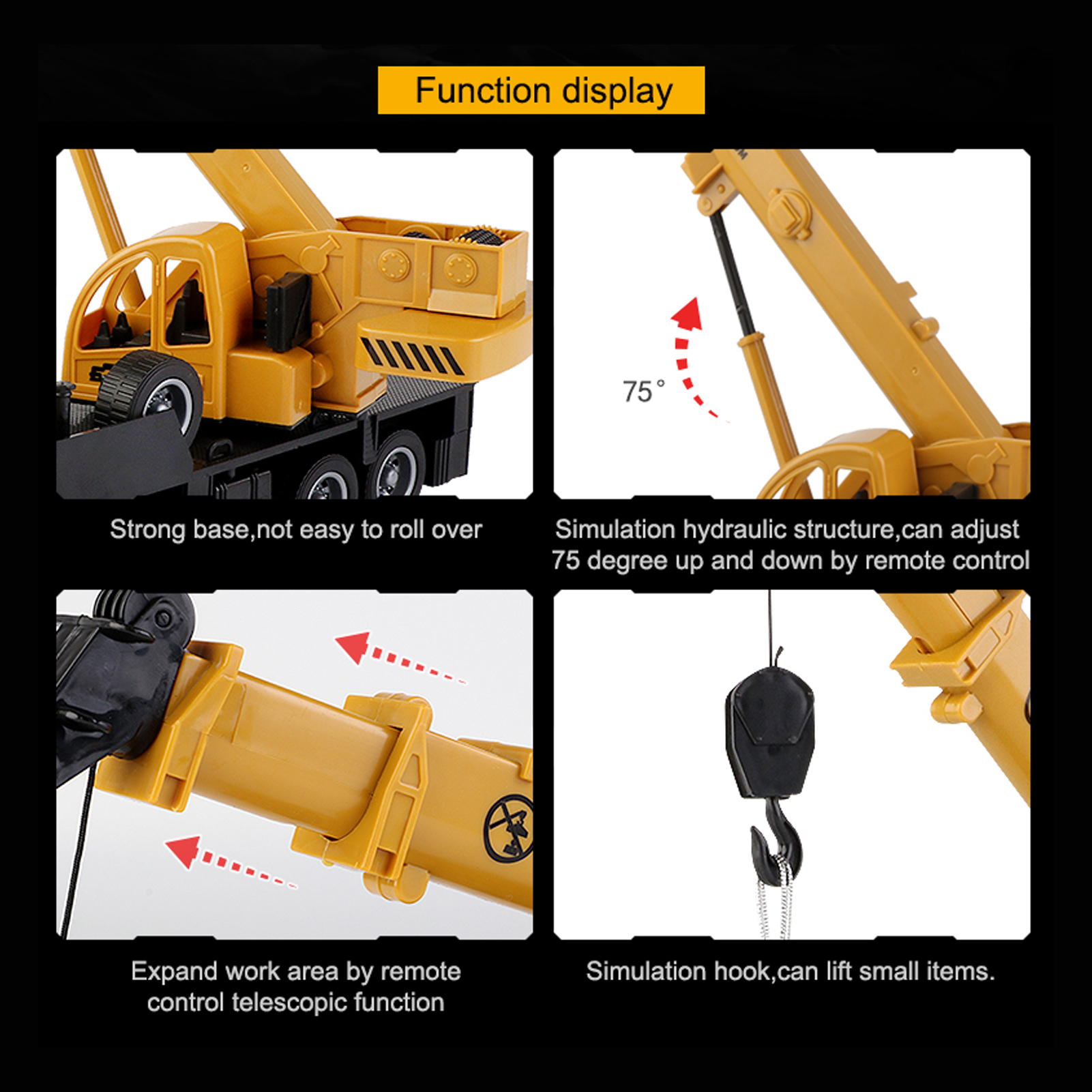 8079ERC Truck Children's Electric Alloy Arm Remote Control Crane Engineer ing Vehicle Electric Crane Car Toys Gifts for Kids