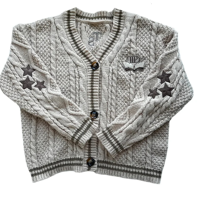 Warm Vneck Long Sleeve Knitted Cardigan Autumn Winter Solid Casual TTPD Sweater Coat 241108