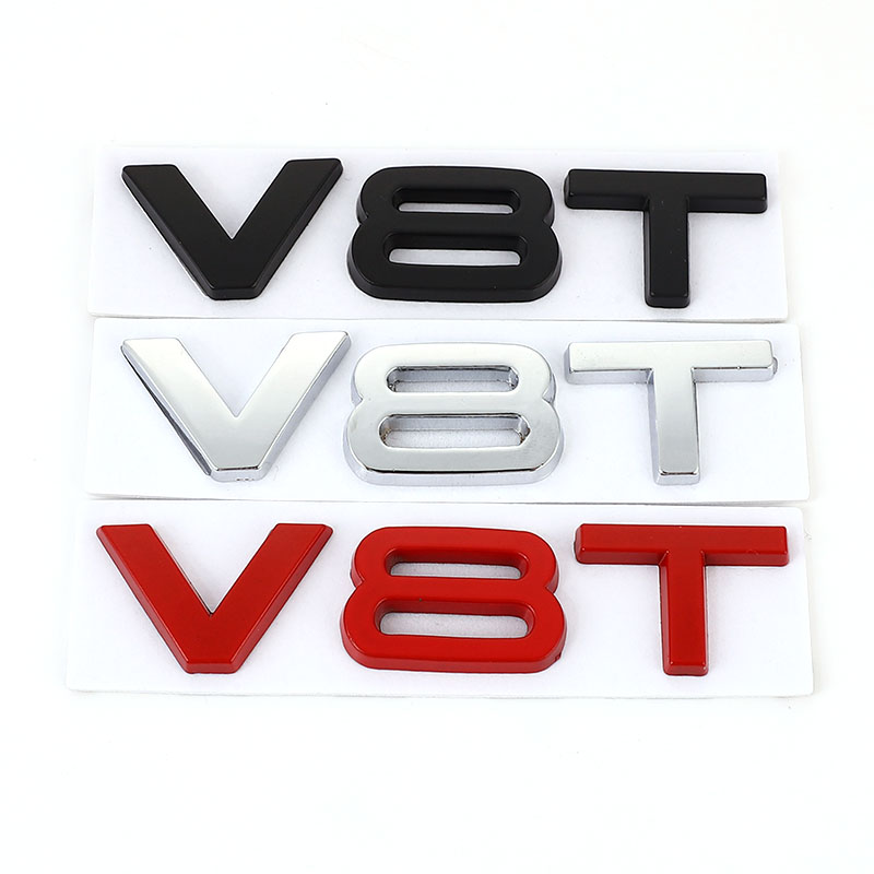 Car Sticker 3D V6T V8T Metal Emblem Badge Decals Displacement Stickers for Audi S3 S4 S5 S6 S7 S8 A4L A5 A6L A7 Q3 Q5 Q7