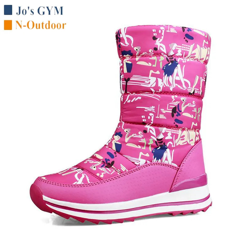 Outdoor NonSlip Snow Boot Winter Warm Thick Ski With Plush Fur Zipper Waterproof Mid Calf Hiking Travel Sport Boots 241112