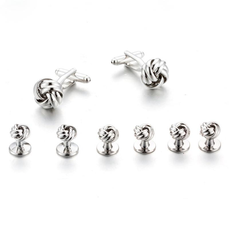 8 Pcs/set Twisted Cufflinks for Mens 18k Gold Plated Tuxedo Shirt Studs Buttons Cuff Links Wedding Brand Man Top Gifts Z438