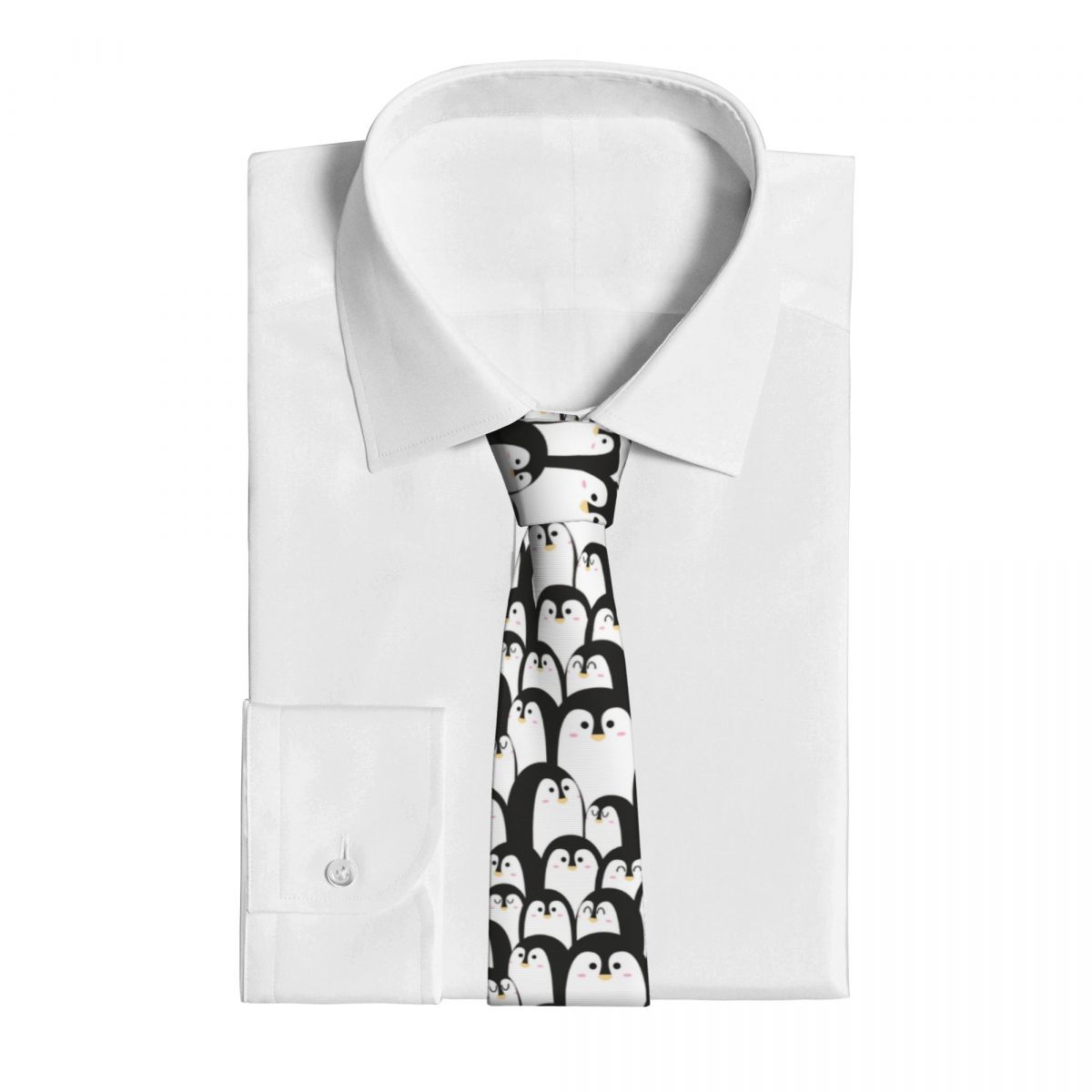 Cute Animal With Penguin Black And White Neckties Unisex Polyester 8 cm Neck Tie for Men Skinny Classic Shirt Accessories b53f2