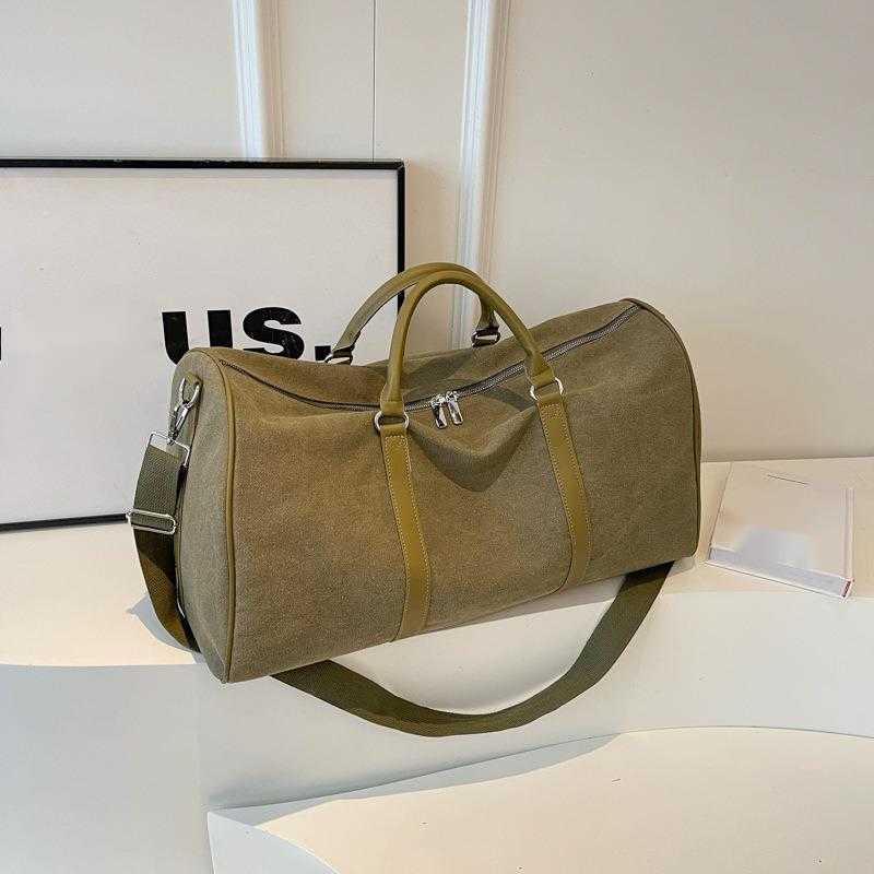 Short Distance Large Capacity Solid Color Canvas Portable Travel Bag for Women Lightweight Travel Boarding Bag for Men Outdoor Fitness Bag