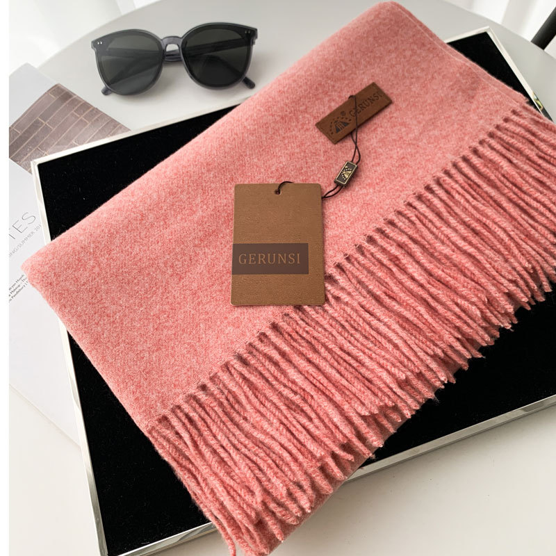 Classic Solid Color Tassel Scarf Women Winter Thickened Warm Faux Cashmere Shawl Men's fe5d6