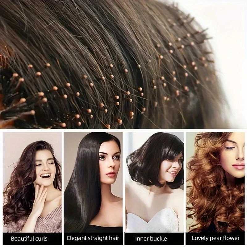 No.3 straight diagonal hair comb natural pig mane curly hair brush round bucket hair dryer DIY styling tool for curly hair W241112