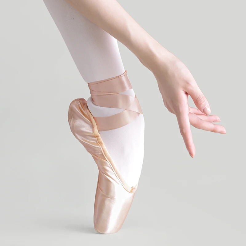 Girl ballet dancer Pointe shoes pink womens satin professional ballet shoes 241111