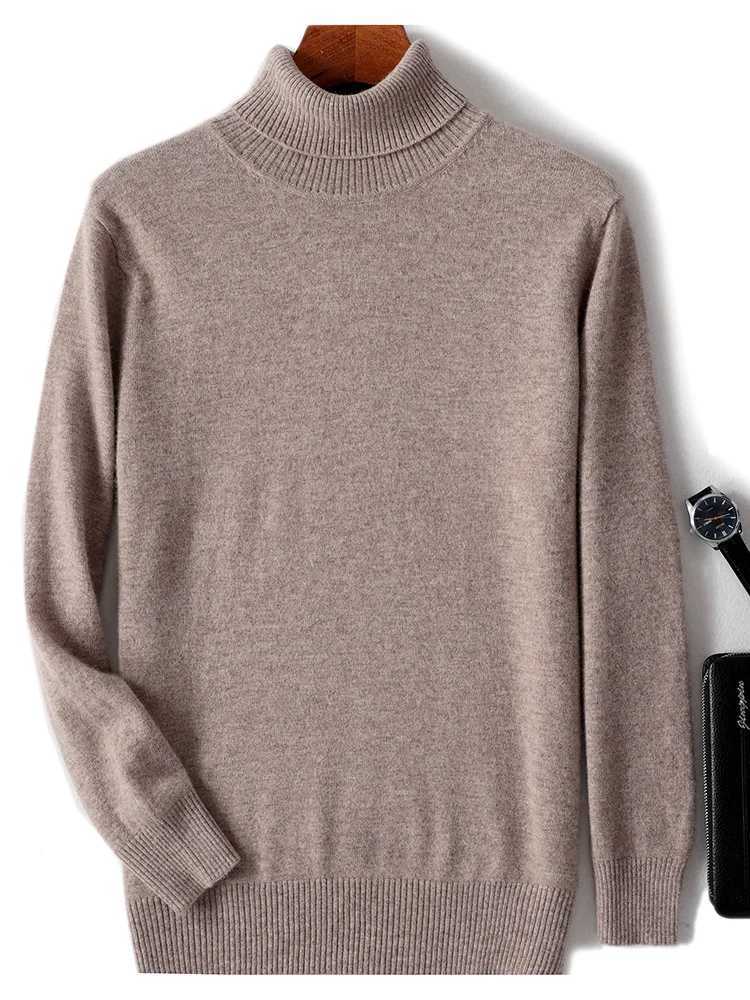 Autumn and Winter Mens Wool Turtle Collar Pullover Long Sleeve Basic Cashmere Sweater 00% Merino Wool Knitted Intelligent Casual Clothing W2411111