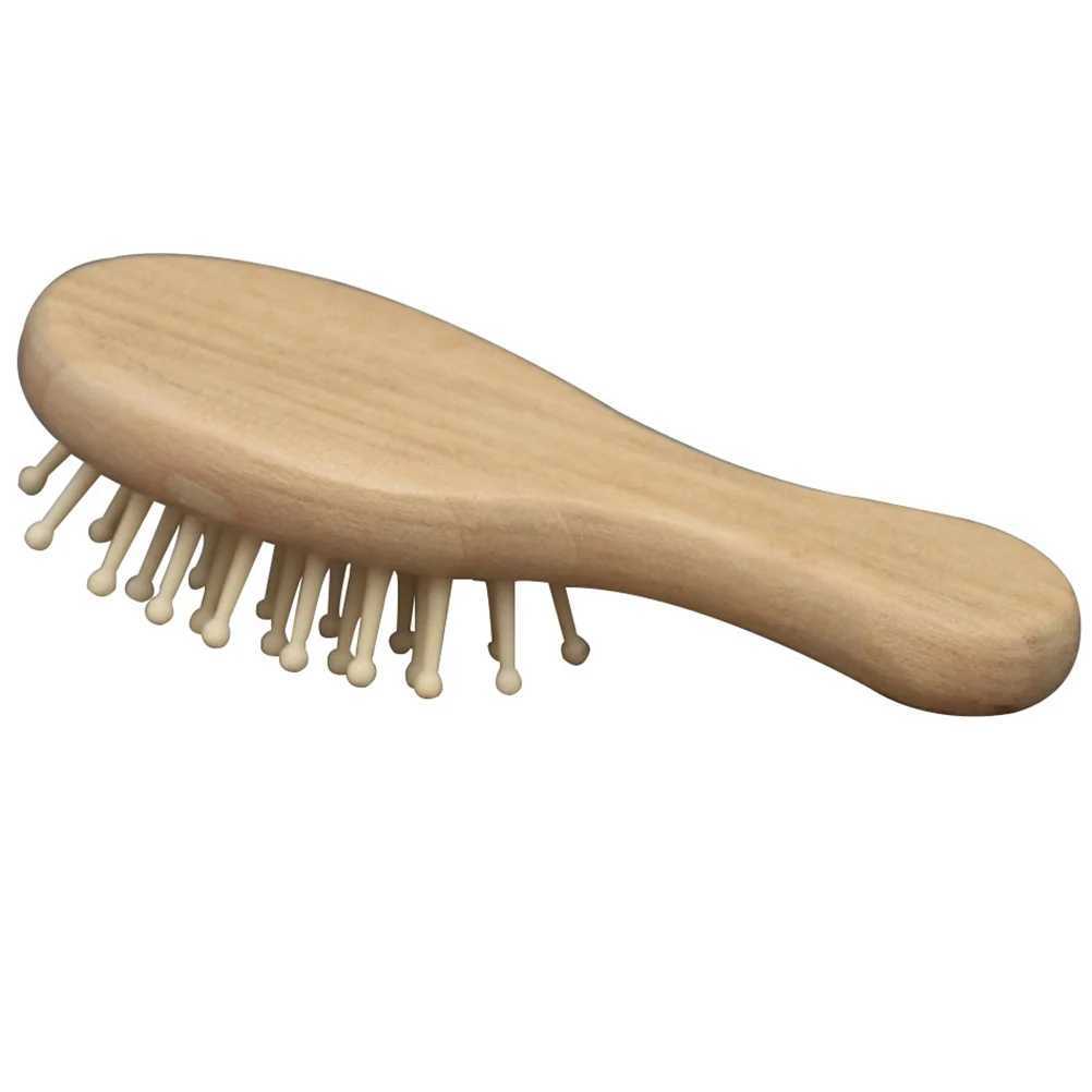 Cartoon comb Mini travel hair brush Smooth wood massage sponge Small bamboo comb W241112