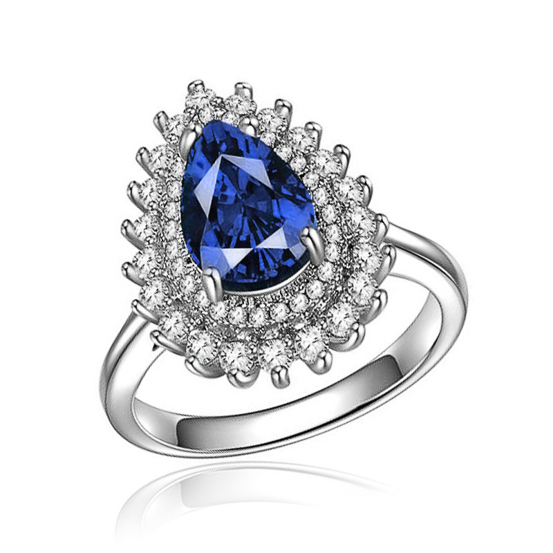 Classic Teardrop Shape Crystal Ring Women 925 Sterling Silver Diamond Ring Designer Party Dress Solitaire Ring Luxury Wedding Jewelry